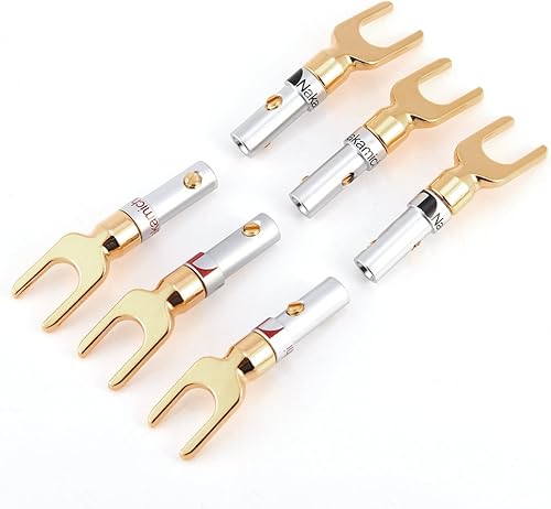 Zerone PCS 24A vergoldet Plug Spaten Stecker Banana Gabel 45A Grad Lautsprecher Wire Connector  fA r Lautsprecher und Spaten DIY Kabel-Reparatur-Set