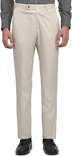 Park Avenue Men Regular Fit Solid Pattern Poly Viscose Blend Flat Front Formal Trouser