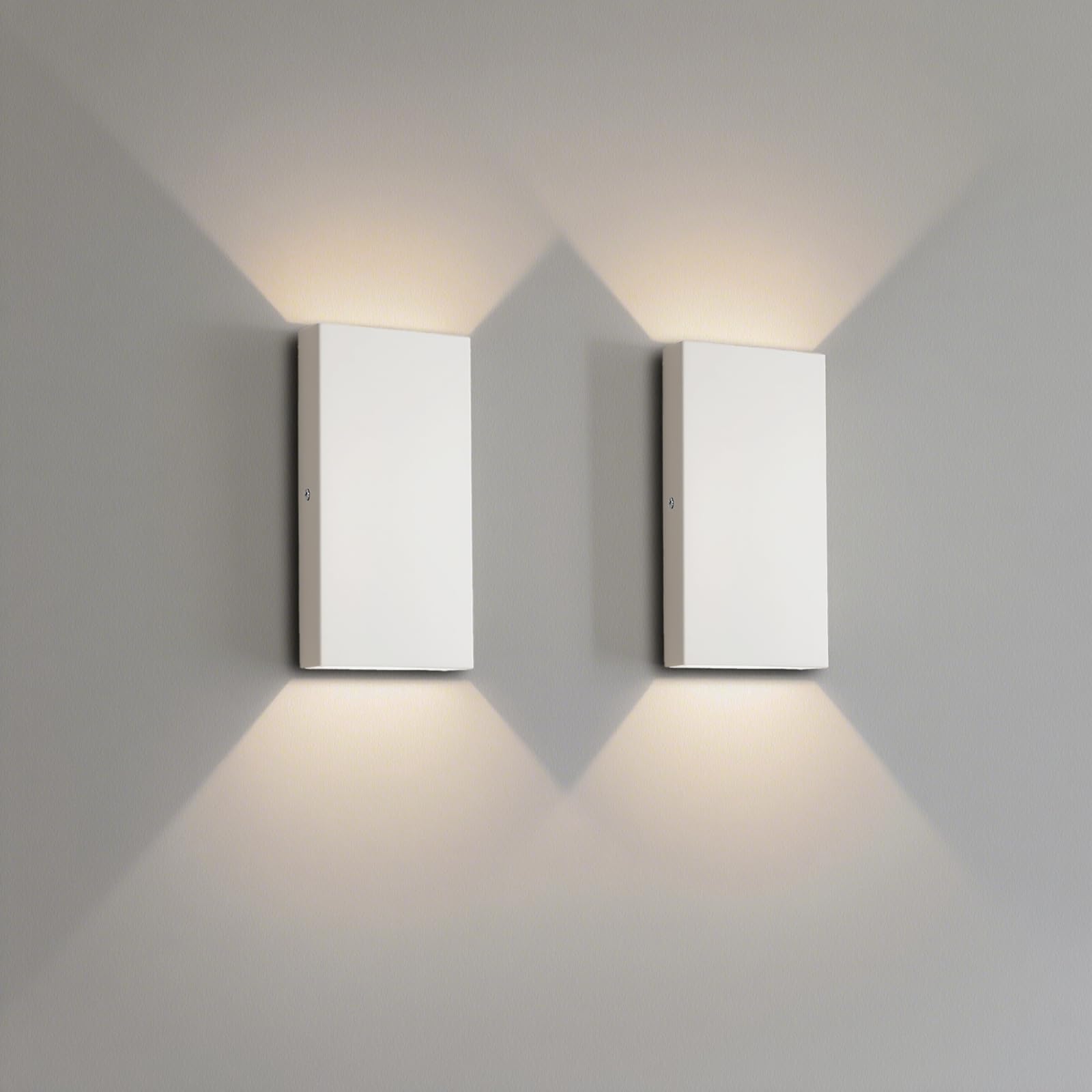 JNR Aussenlampe Wand LED IP54 Wasserdichte Wandleuchte Aussen, Außenlampe Wand 14W 3000k Warmweiß, Außenleuchte Wand Up Down Aussenleuchte (2-Weiß)