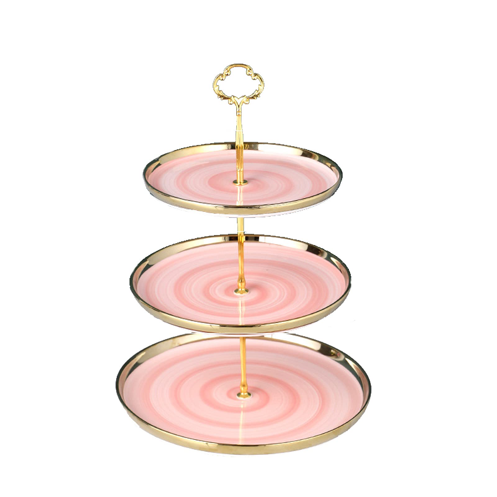 ZXCVB Alzata per Torta in Porcellana,Alzata per Dolci,Alzate per Buffet,per Frutta E Dolci Vassoi,Alzata per Cupcake per Dessert Elegante, Vassoio per Pasticceria,Pink-3Layer
