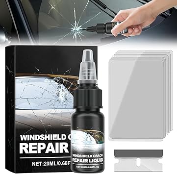 2025 New Cracks Gone Glass Repair Kit, Windshield Crack Repair Kit, Universal Windshield Crack Repair Fluid Window Cracks Glass Repair Fluid for Automotive Windscreen Tool 1 Set