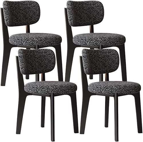 Miniatura 57 de YVYKFZD Solid Wood Dining Chairs, Fabric Dining Room Chair Set of 2/4/6, Upholstered Kitchen Chairs with Curved Backrest, Armless Living Room Chair,