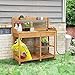 YAHEETECH Potting Bench Outdoor Garden Work Bench Station Planting Solid Wood Construction w/Sink Drawer Rack Shelves Natural