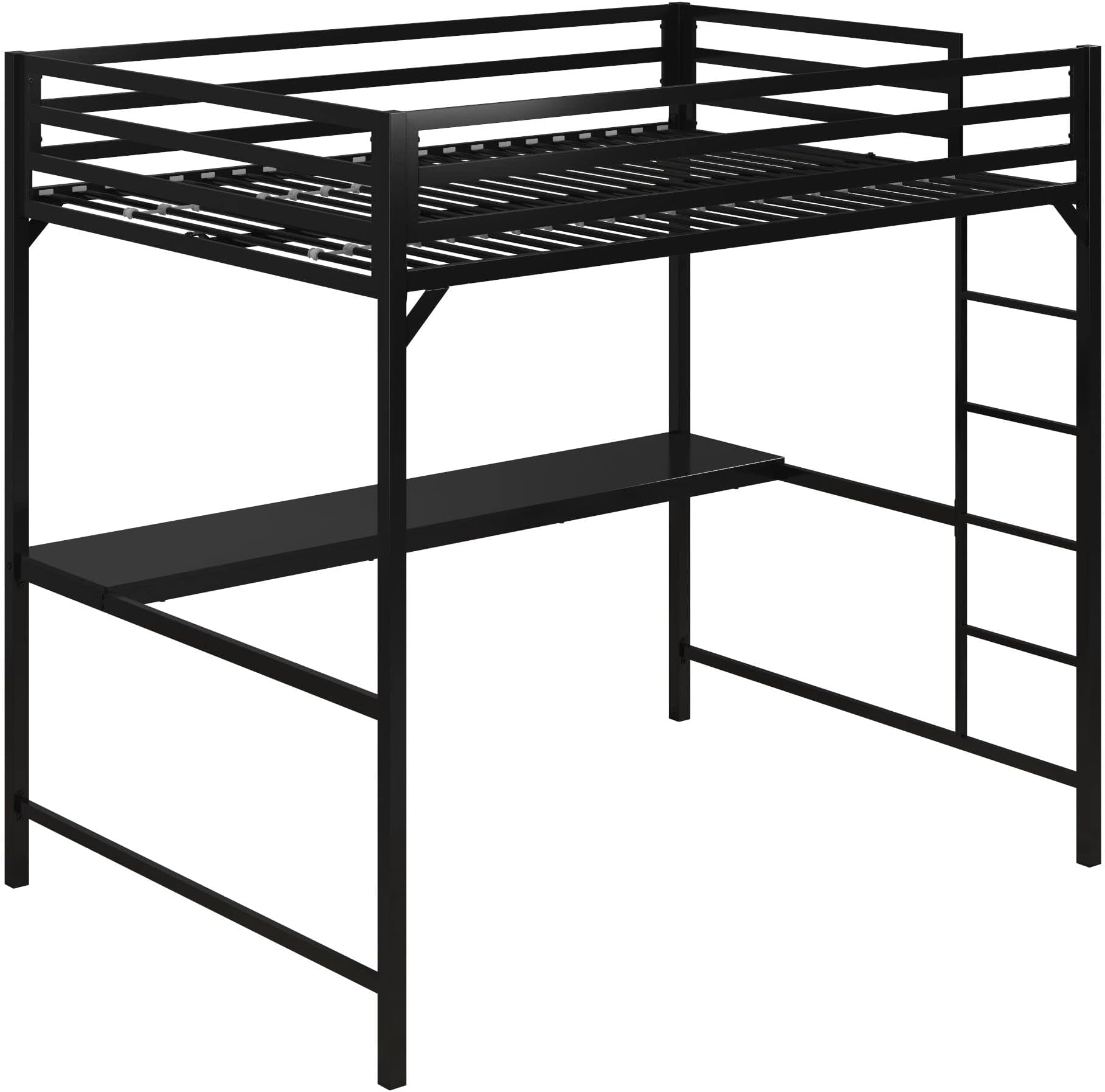 DHP Miles Metal Full Loft Bed with Desk, Black