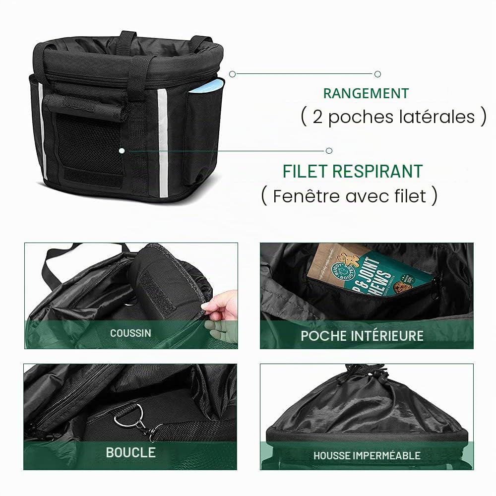 ANZOME Panier avant pour vélo pour chiens, amovible, pour femme, VTT, avec ceinture de sécurité
