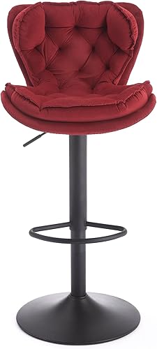 Miniatura 22 de SZLIZCCC Taburete de bar moderno giratorio de altura de pub, silla de comedor alta con asiento de terciopelo, respaldo, taburete hidráulico sin