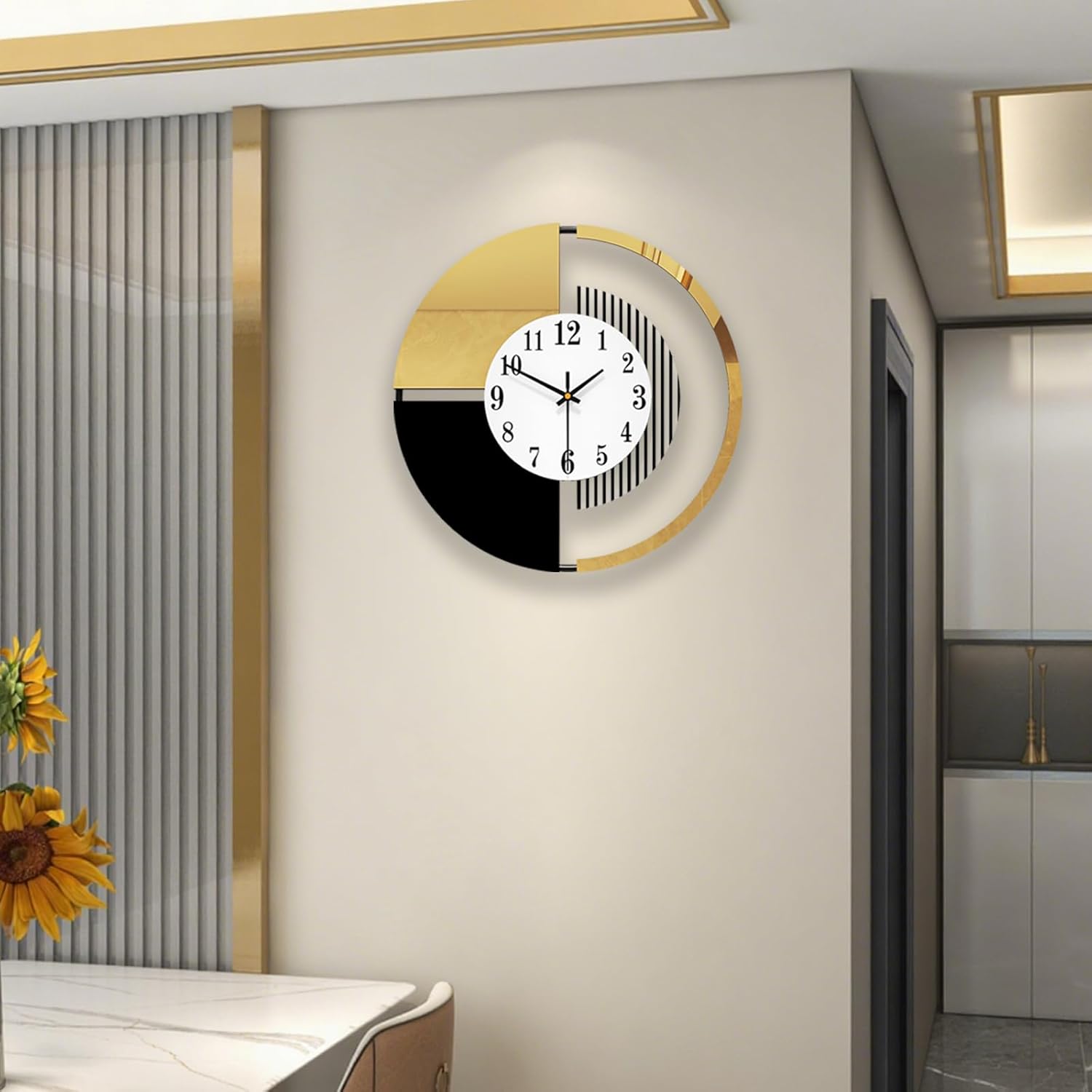 large modern wall clocks for living room decor, unique wall art clock silent no-ticking, decorative wall clock for bedroom, kitchen, home office, entryway,16 * 16 inch 16"w x 16"h