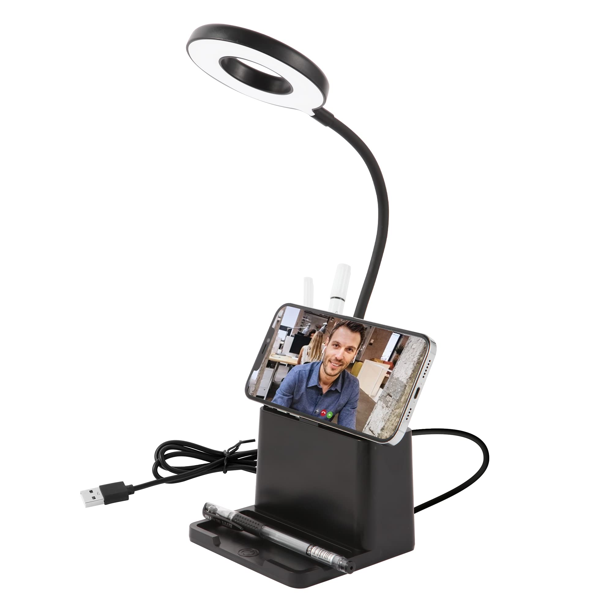 Buy Desk Lamp with Organizer, Study Lamp, Plugin Dorm Lamp for Desk
