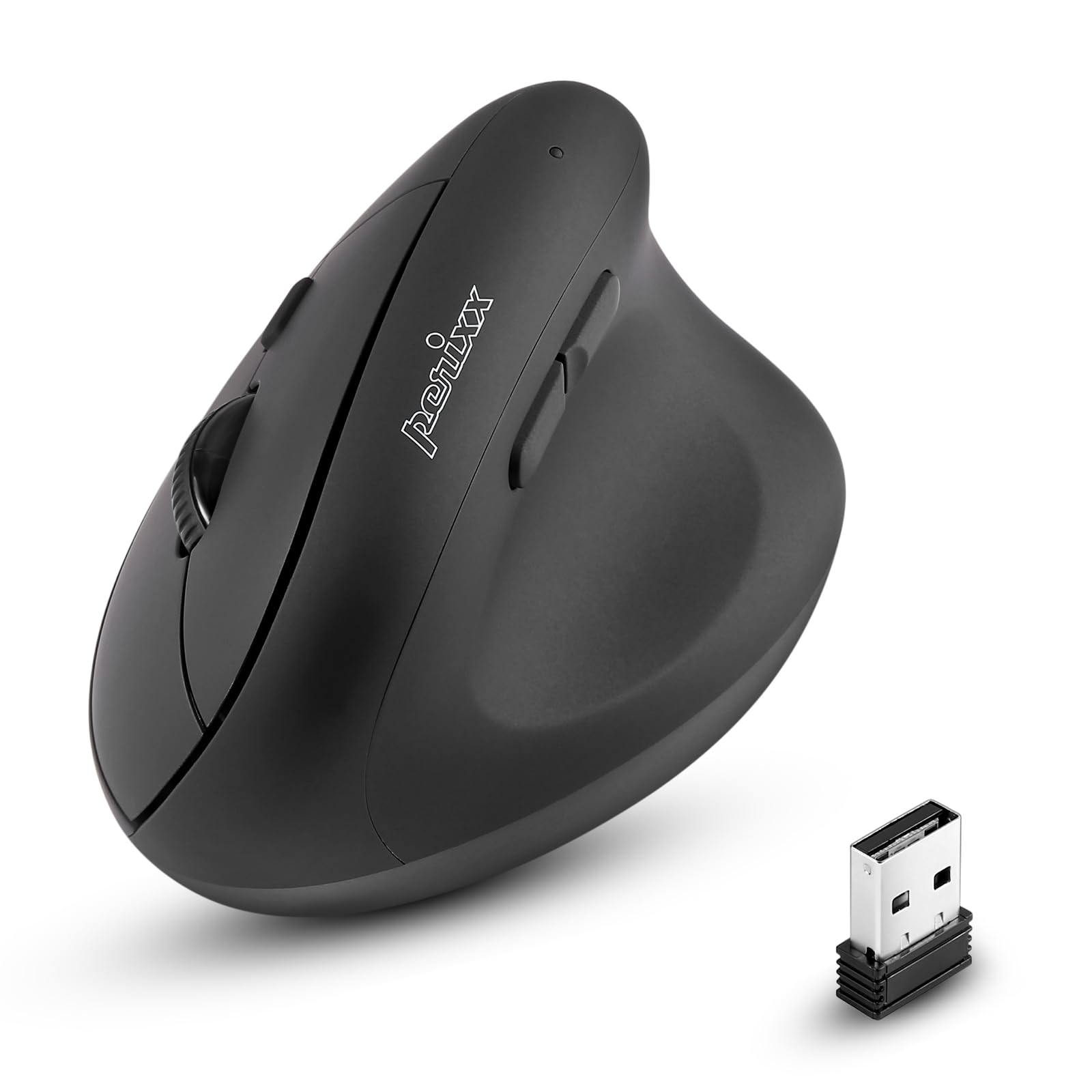 PERIMICE-608 Wireless Vertical Mouse, 6 Button, 800/1000/1600 DPI, Right Handed Design, Black (10914)