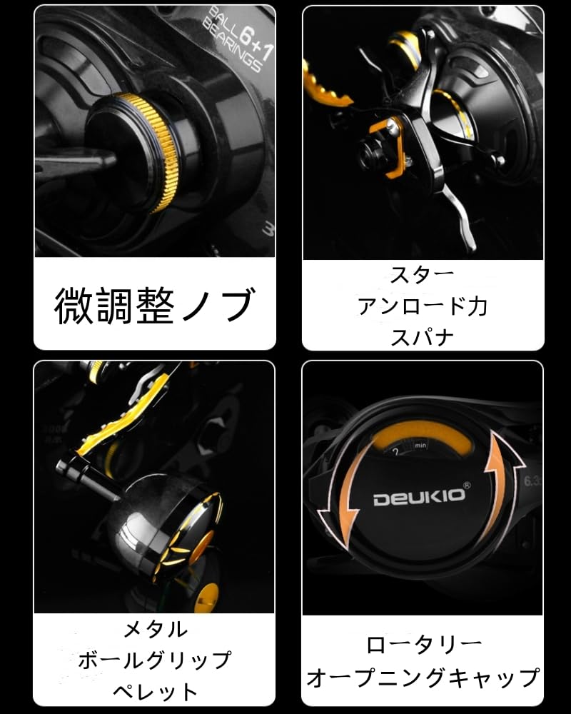 Amazon | DEUKIO ベイトリール BW300 カーボンボディ 6.3:1 最大ドラグ