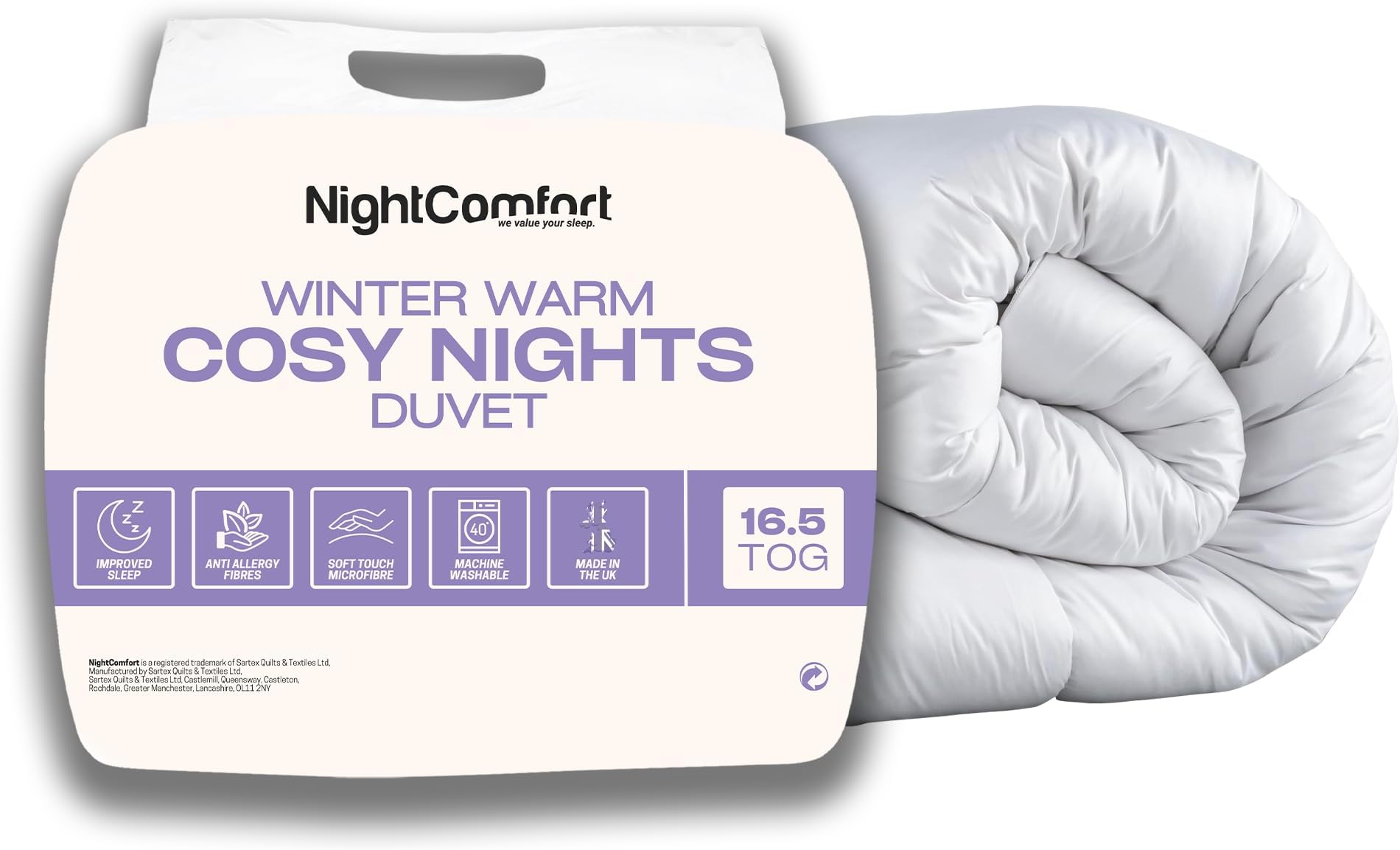 Night Comfort Cosy Nights 15 Tog Anti-Allergy Double Duvet - Breathable Premium Microfibre Cover with Heavyweight Hypoallergenic Hollowfibre Filling Bedding Quilt - (200cmx200cm, White)