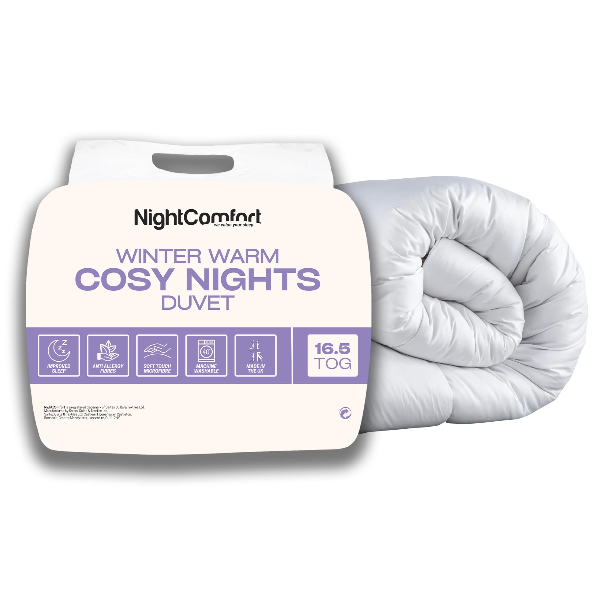 Night Comfort Cosy Nights 15 Tog Anti-Allergy Double Duvet - Breathable Premium Microfibre Cover with Heavyweight Hypoallergenic Hollowfibre Filling Bedding Quilt - (200cmx200cm, White)
