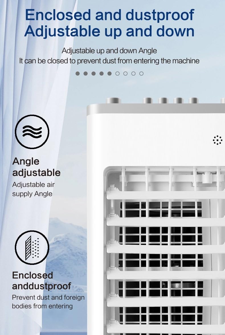 3-IN-1 Portable Air Conditioners, Evaporative Air Cooler w/Remote & 3 Speeds, Windowless Air Conditioner, 2 Gal Tank & 4 Ice Packs for 45H Cooling, Quiet Portable AC for Room Bedroom Office white