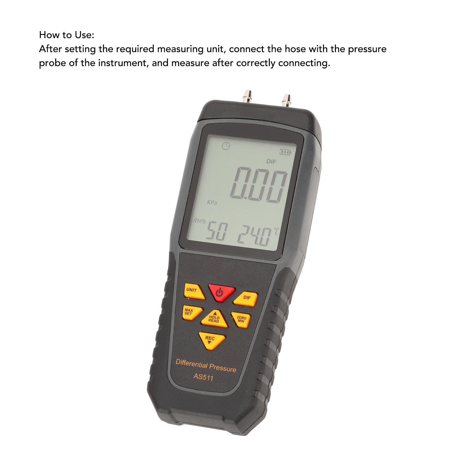 Misuratore del tester di pressione differenziale Misuratore digitale Smart Handchell per gas ad aria con retroilluminazione a LED materiale industriale Uso industriale Metallurgia