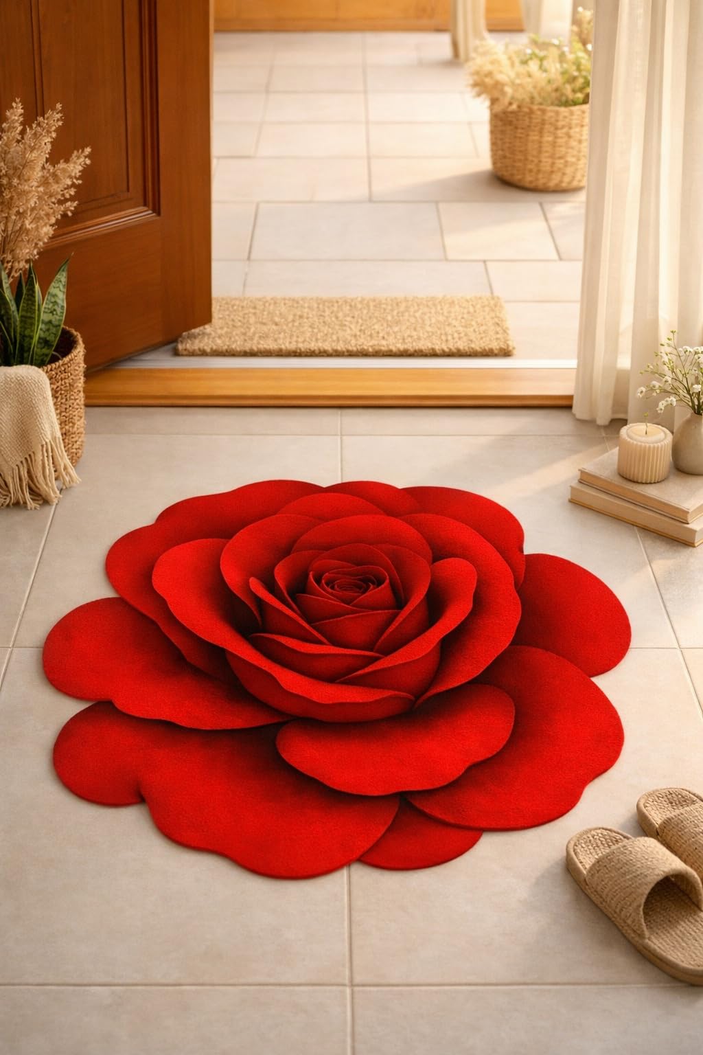3D Rose Shape Doormat, Anti-Slip Rubber Backing, Non-Skid Floor Rug-image-47