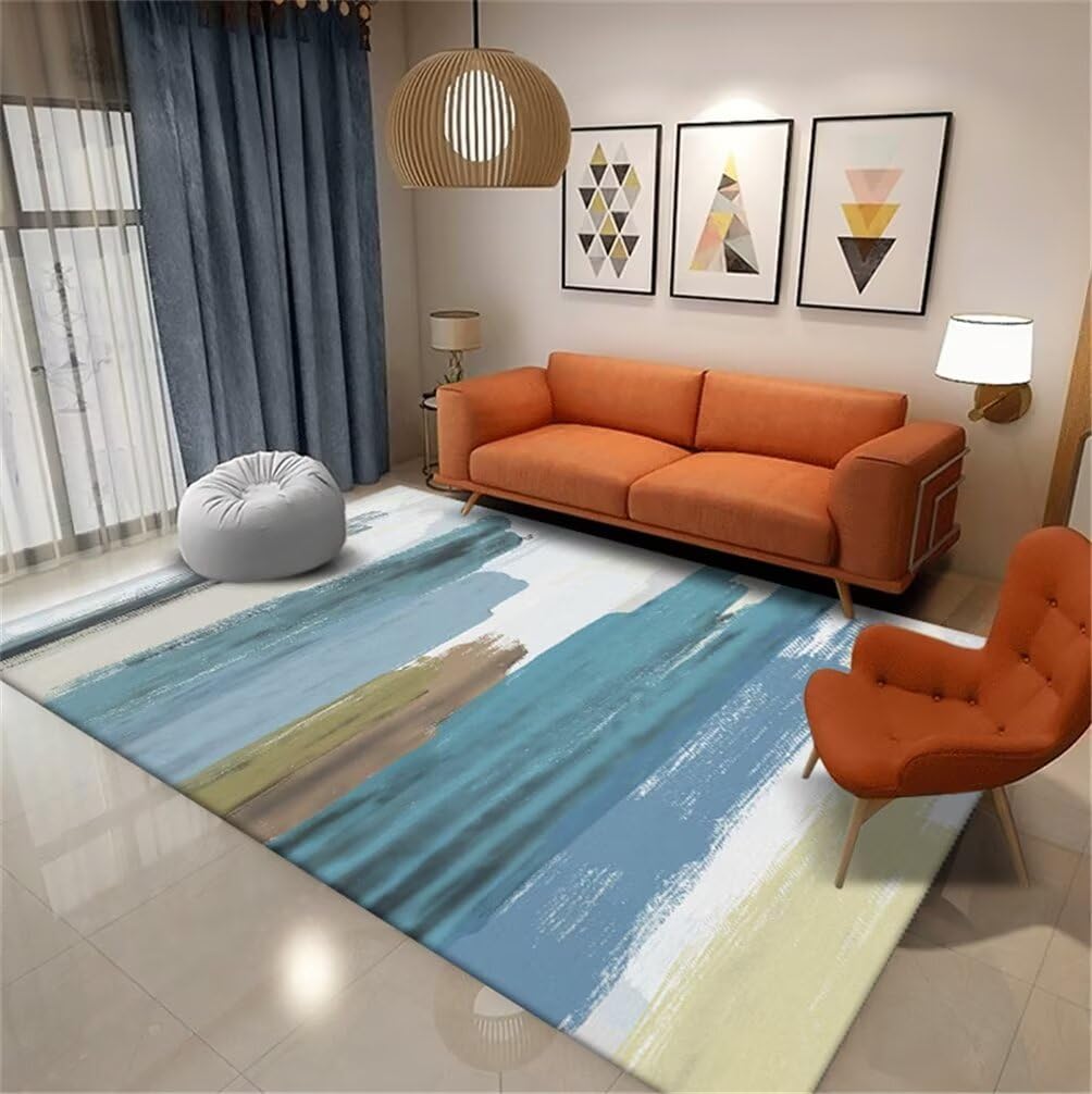 Tapis de sol enfant bleu 90x150 cm pour chambre et couloir moderne