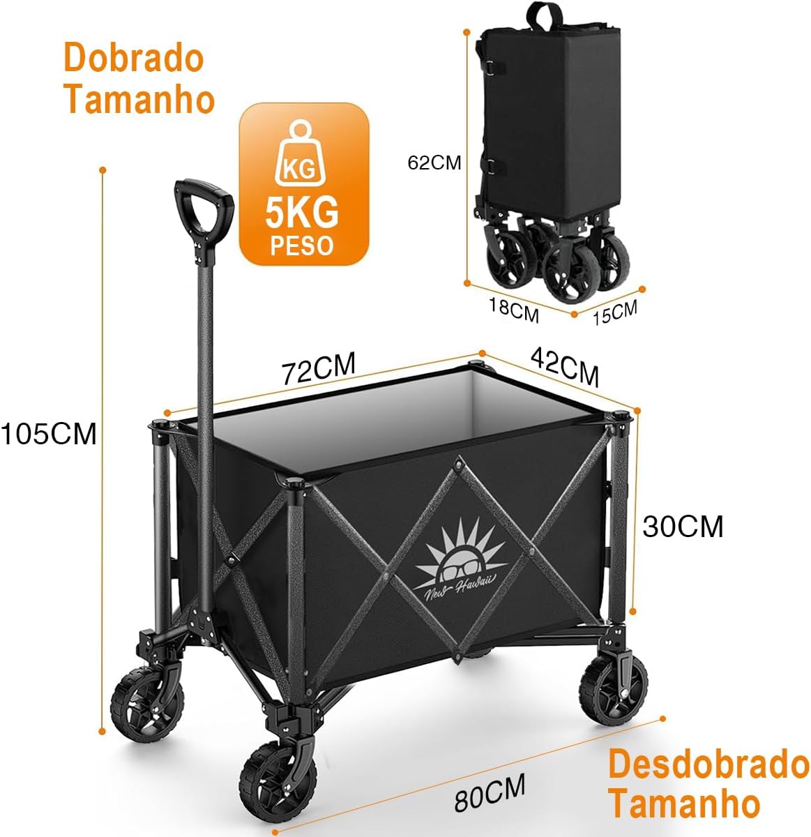Camping Carrinho Dobravel Multiuso, Adequado para Compras, Carrinho de Compras,Suporta até 100kg