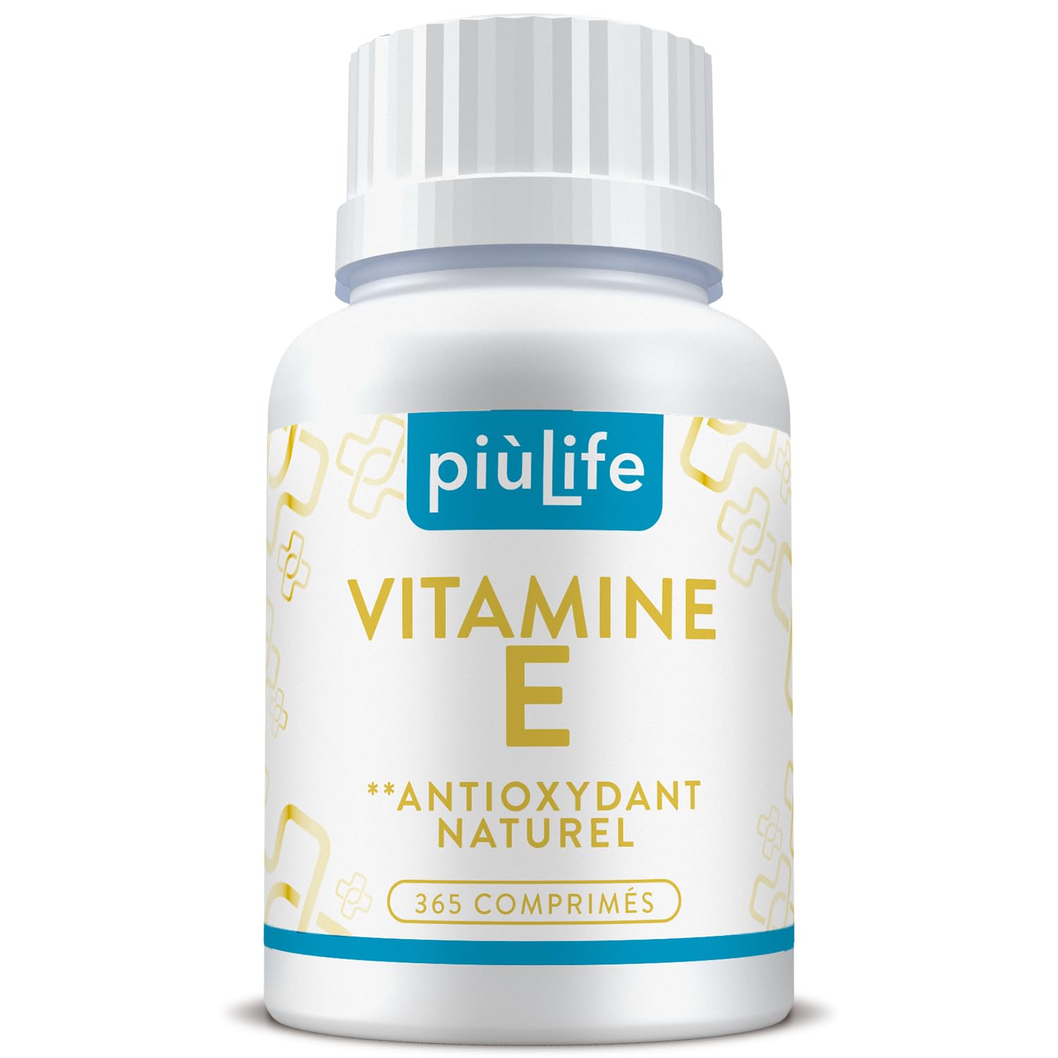 Vitamine E Pure 120mg Par Dose 178UI PiùLife, 365 Comprimés Complément Alimentaire Vitamine E Visage Peau, Yeux Vue, Vitamine Cheveux, Bien-être Antioxydant, 2 Comprimés Par Jour