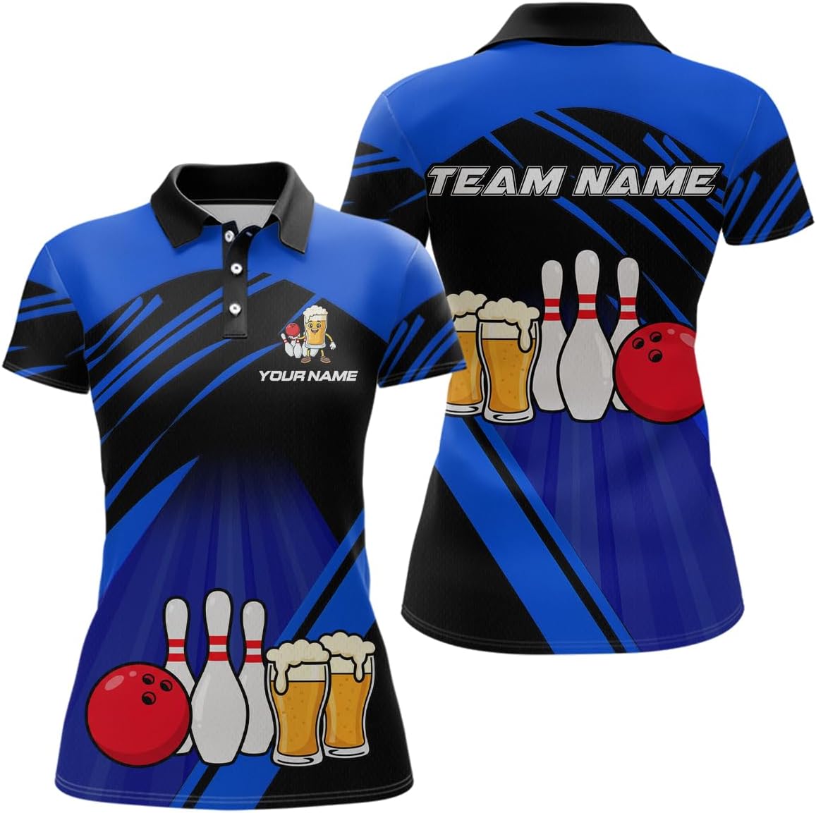 Beer Bowling Shirts for Team Men Women Beer Bowling Jersey Custom Bowling Polo and 1/4 Zip Bowling Shirt for Couples