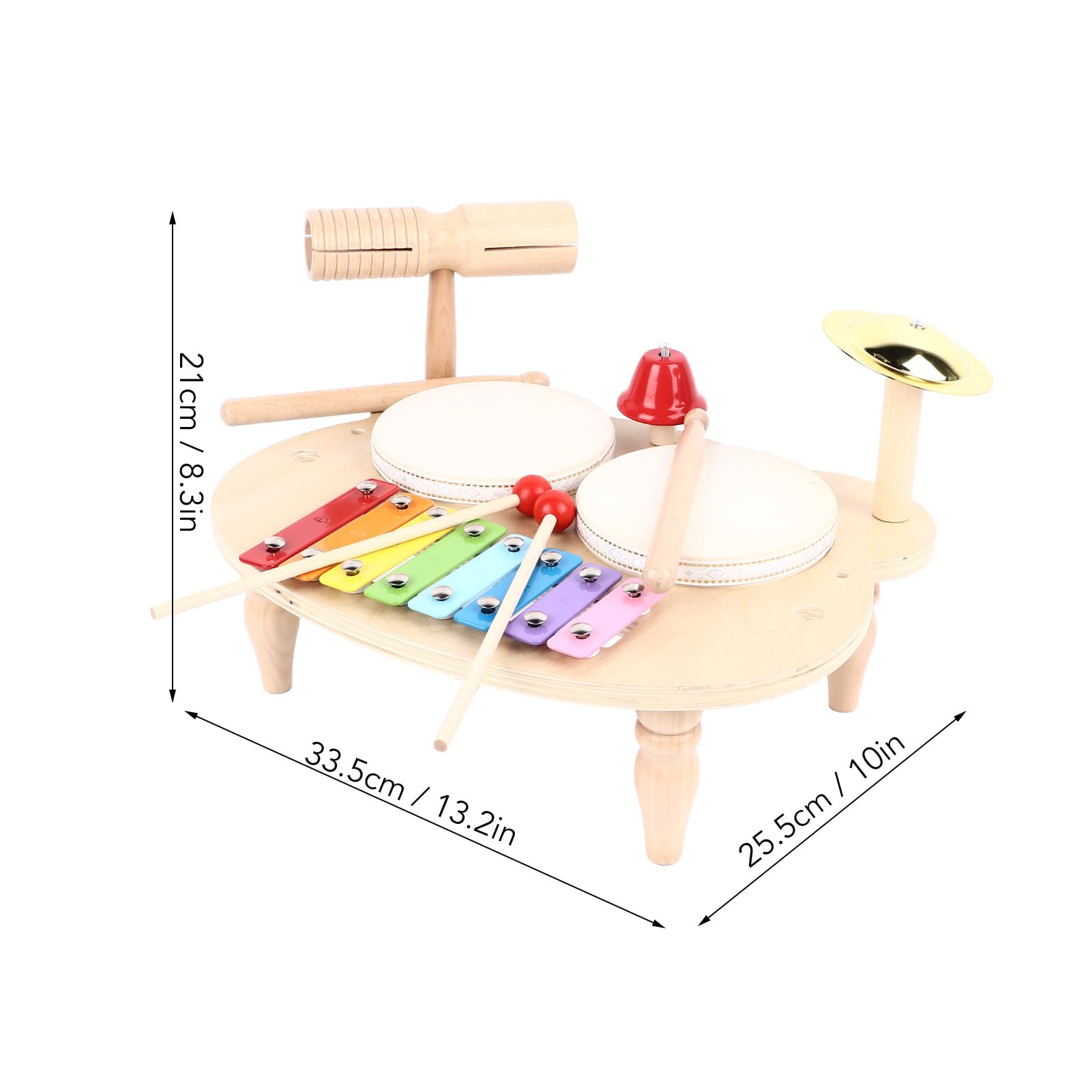 Juego de batería para niños, percusión educativa de madera para amantes de la música para bebés con material de madera