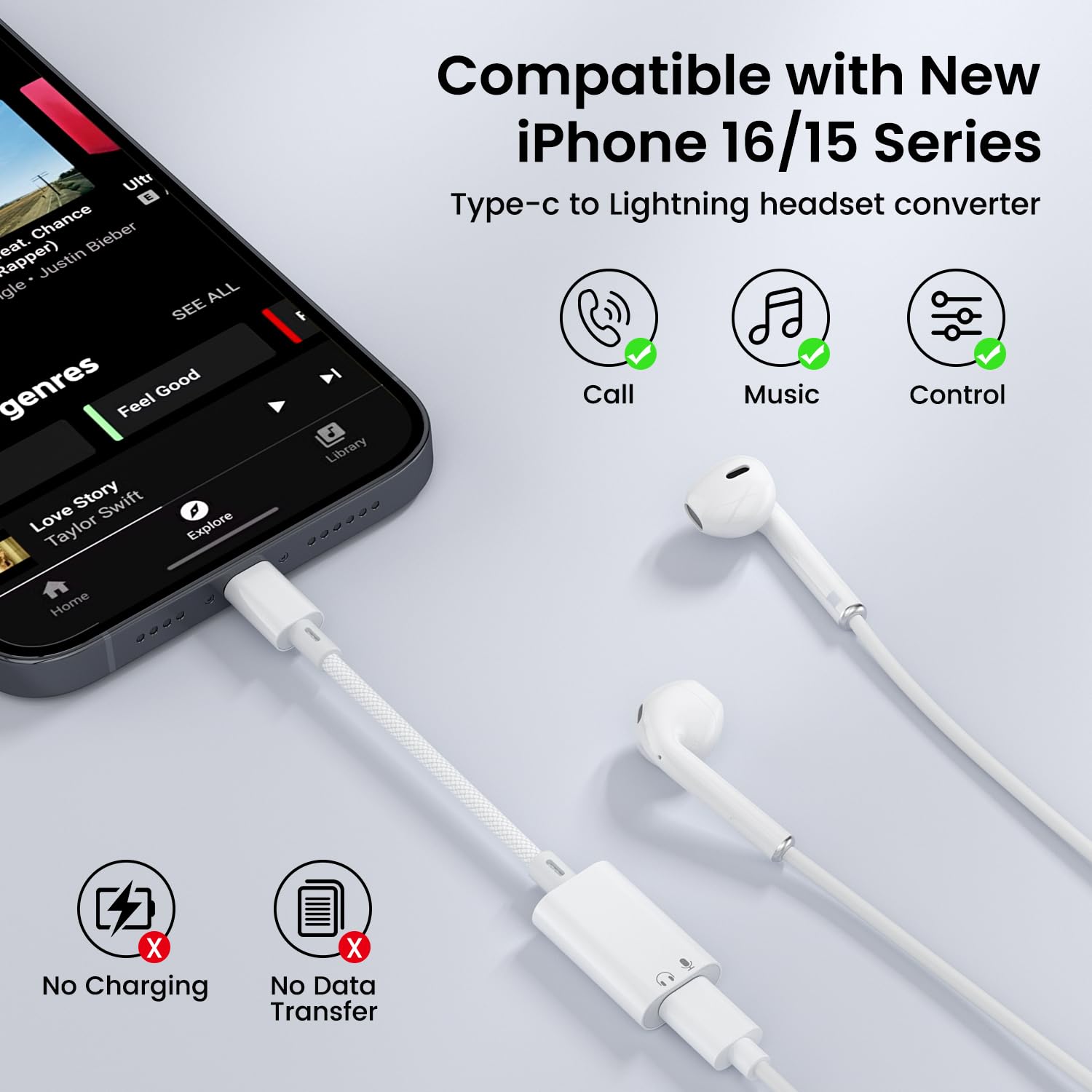 USB-C to Lightning Audio Adapter 100pcs Compatible iPhone iPad MacBook - Dettaglio