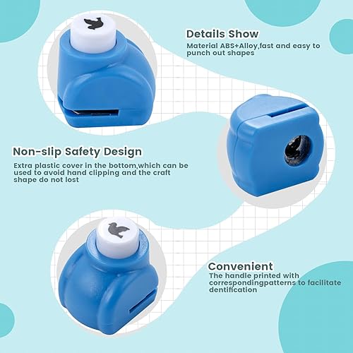 Miniatura 3 de LoveInUSA Juego de 10 perforadores de agujeros para manualidades, ideales para manualidades escolares, proyectos divertidos y suministros escolares