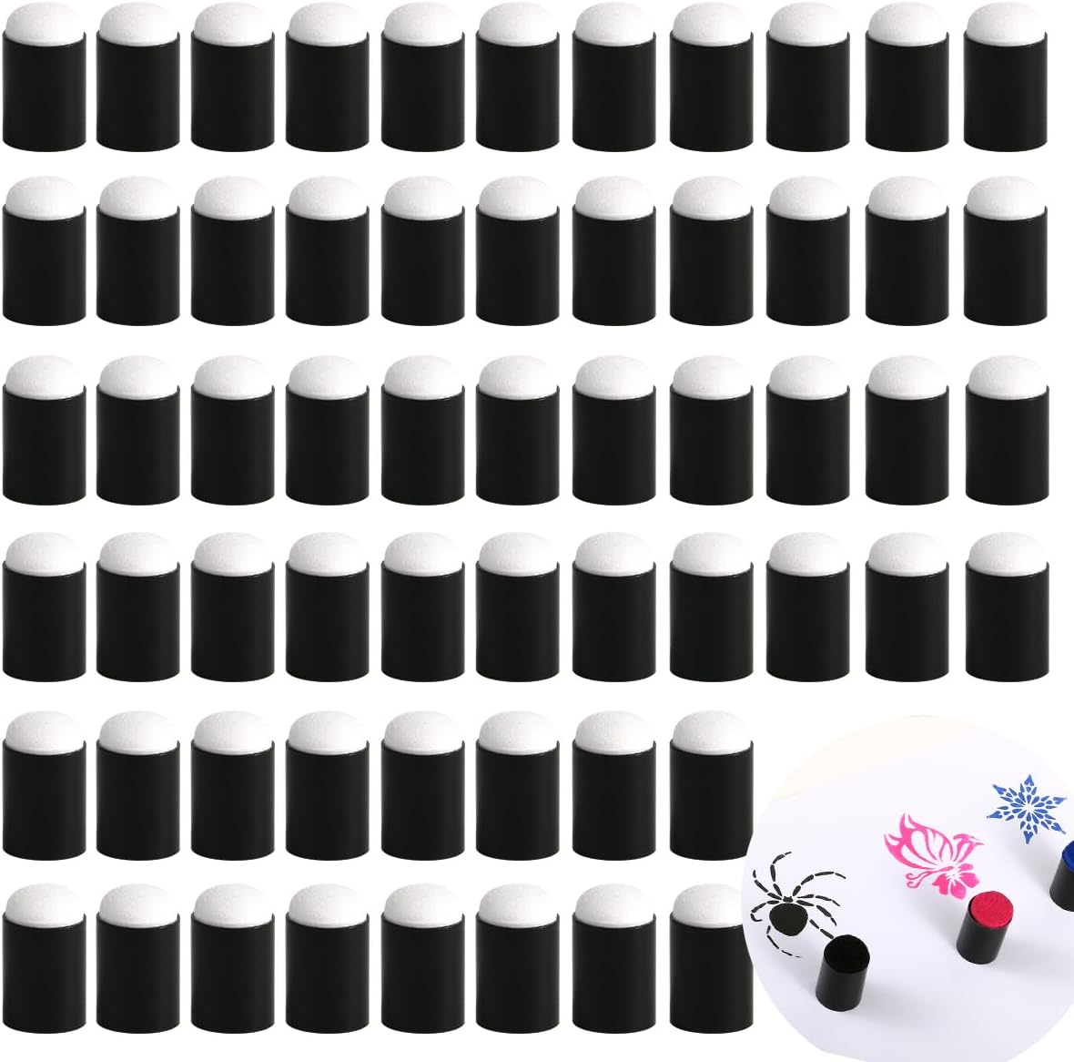 Depvision 60 Pieces Craft Finger Sponge Daubers Drawing Project Finger Painting Sponge Set for Face Paint Card Making, Painting, Stamping, Ink