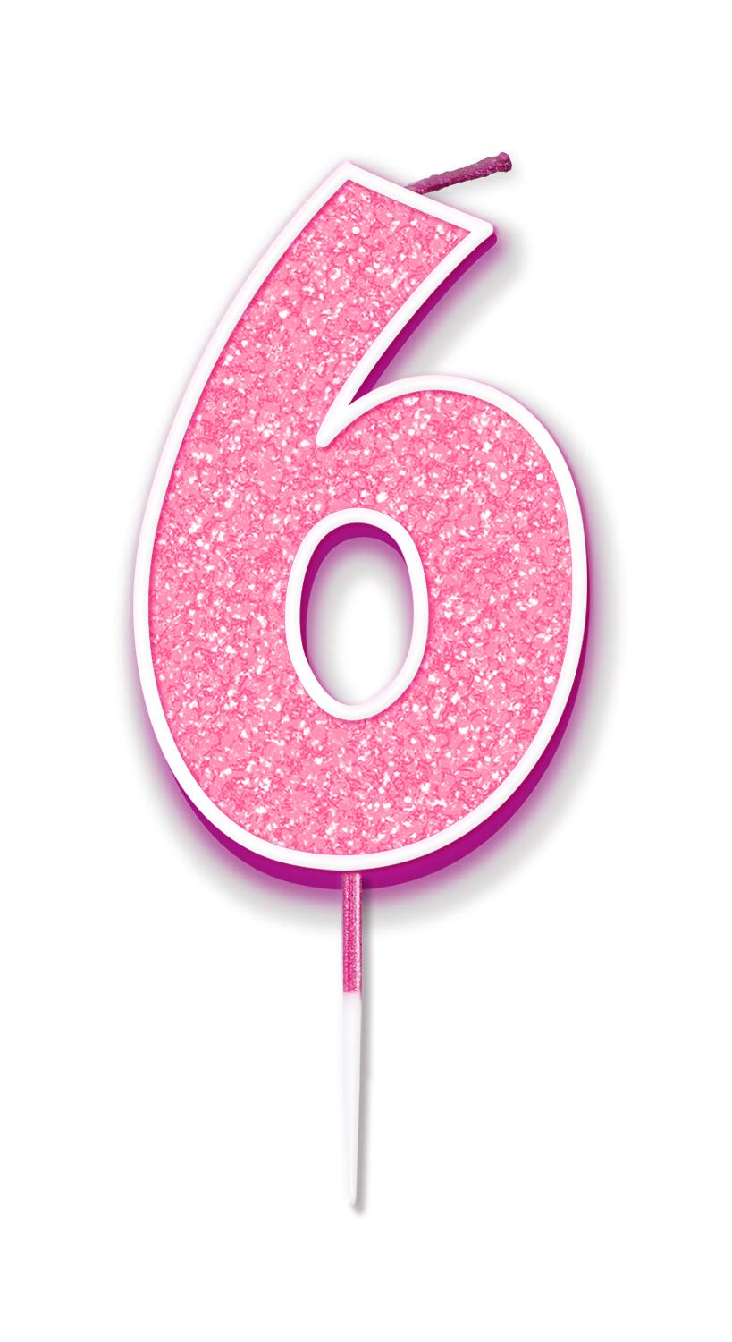 Oaktree Glitter No.6 Candle 7.5cm Pink/Silver Glitter