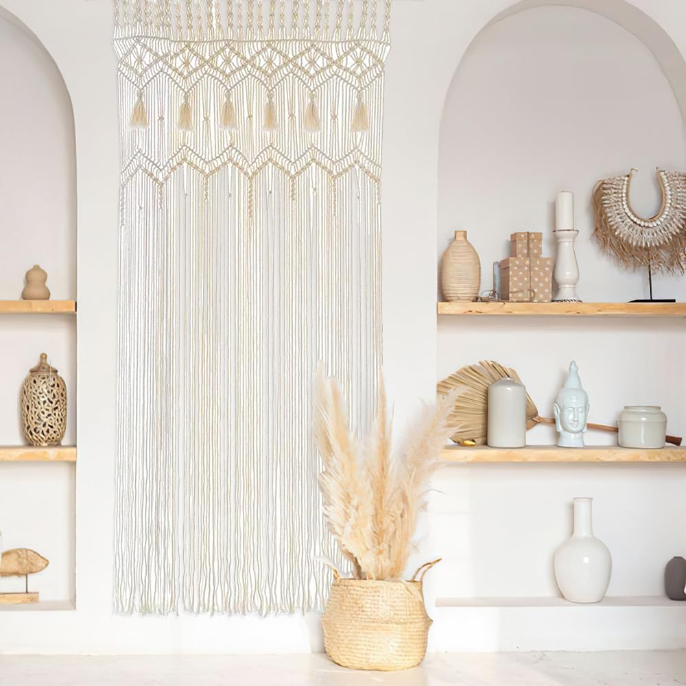 Mocrop 72 X 190 Cm Rideau Macramé Bohème, Decoration Murale