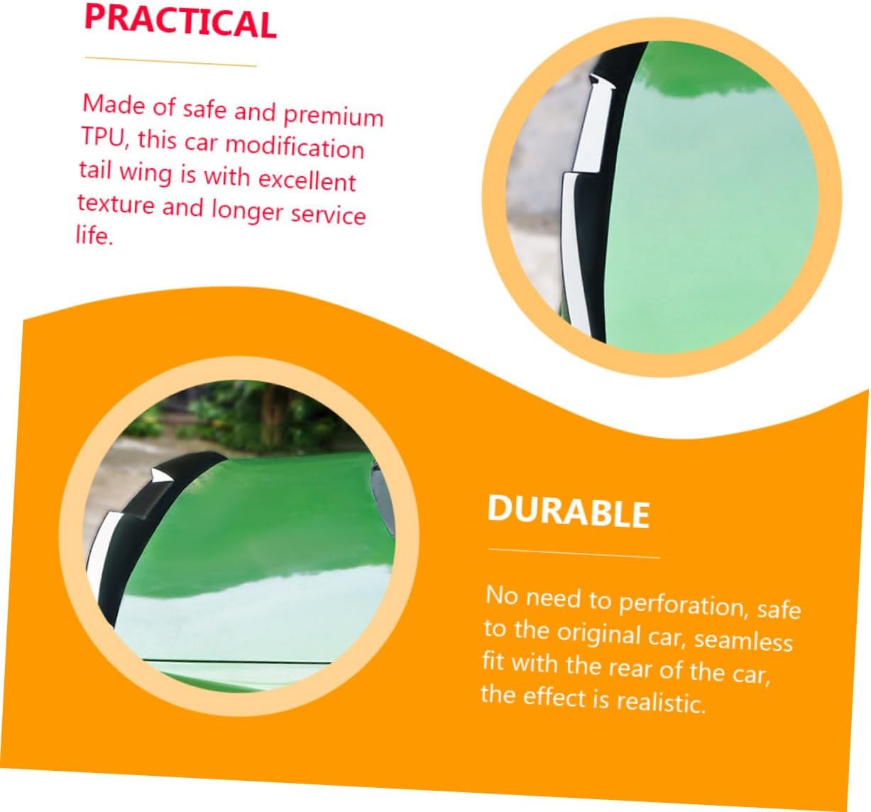 UKCOCO Universal TPU Car Spoiler Wing, Auto Rear Tail Wing Spoiler for Trunk, Vehicle Rear Trim Decor Compatible with Most Cars, Black Glossy Finish, Exterior Styling Kit