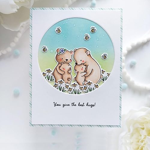 Miniatura 8 de Bear Hugs - Juego de sellos y troqueles para hacer tarjetas, sellos transparentes y troqueles de corte de metal para álbumes de recortes,