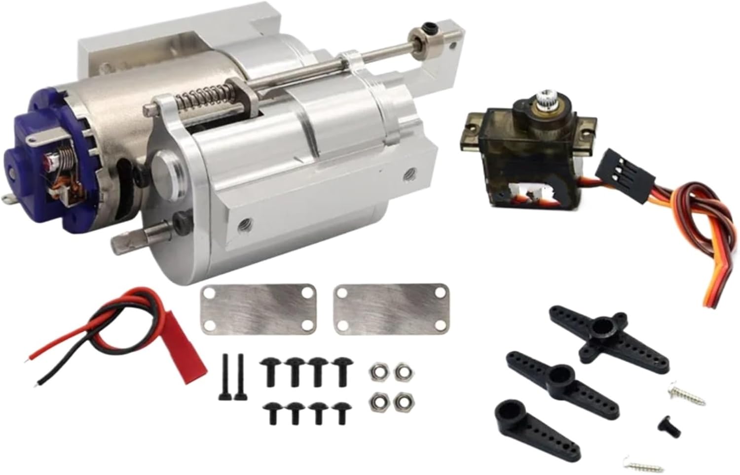 for WPL for MN B1 B14 B24 C14 C24 D90 D91 MN96 1/12 RC Car Parts Three-Generation Full Metal 2 for Speed Gearbox Transmission with Servo RC Upgrade Accessories(Red)