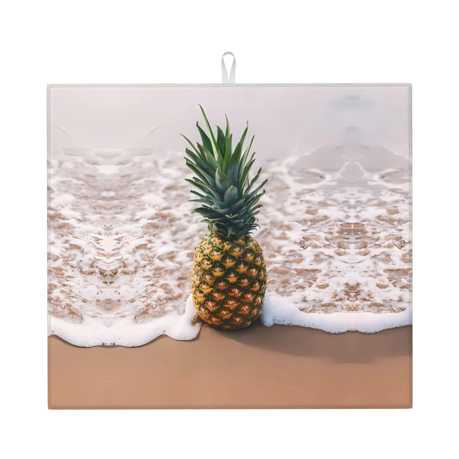 Yyhwhjde Black Pineapple On Beach Prints Kitchen Drying Mat – Absorbent Dish Throw For Countertop, Non-Slip Layer With Vibrant Prints, Ideal For Housewarming