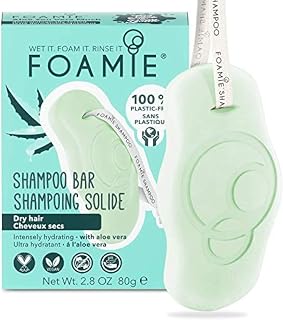 Foamie Shampoo Bar, Natural Aloe Vera for Dry Hair, 100% Vegan & Plastic-Free, Sulfate-Free, Paraben-Free, Cruelty-Free, 2.8 ounces