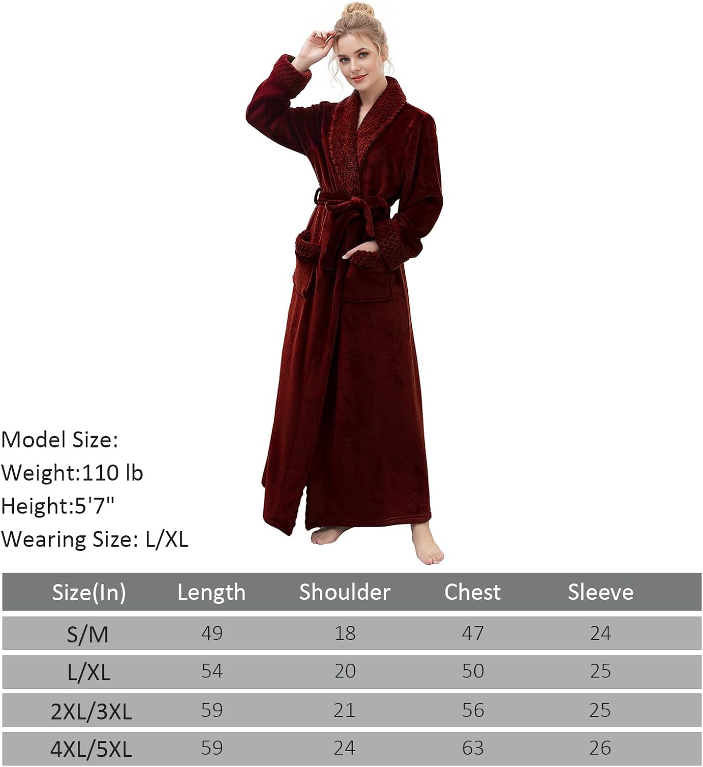 Hellomamma Long Bath Robe for Womens Plush Soft Fleece Bathrobes Nightgown Ladies Pajamas Sleepwear Housecoat - Image 6