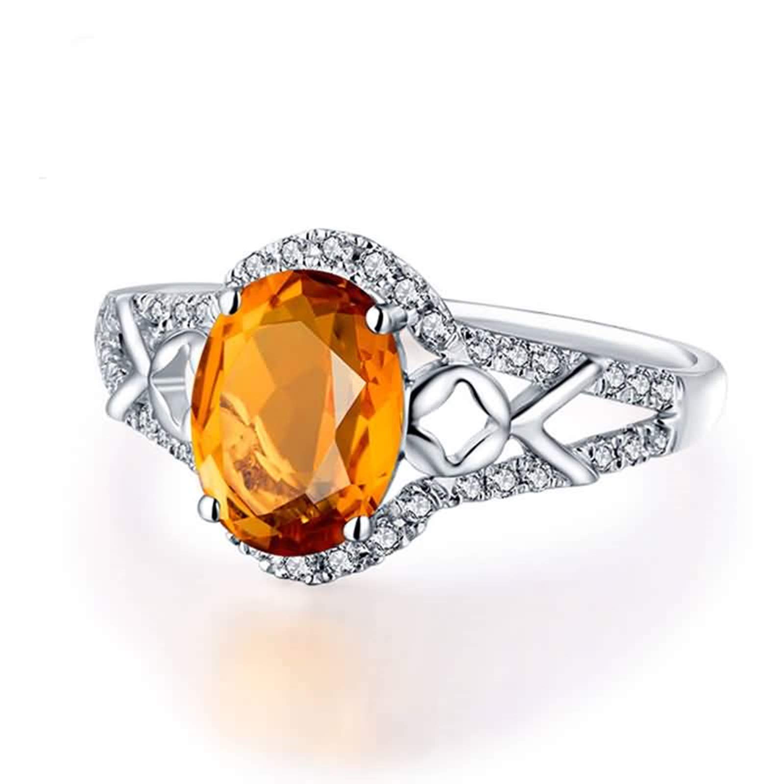 Beydodo Pierścionki 750 złoto kokarda z cytrynem 1,13 ct, pierścionek zaręczynowy z diamentem e białe złoto, 49 cm (15,6 cala), colore: białe złoto, cod. TLLWGZ1704