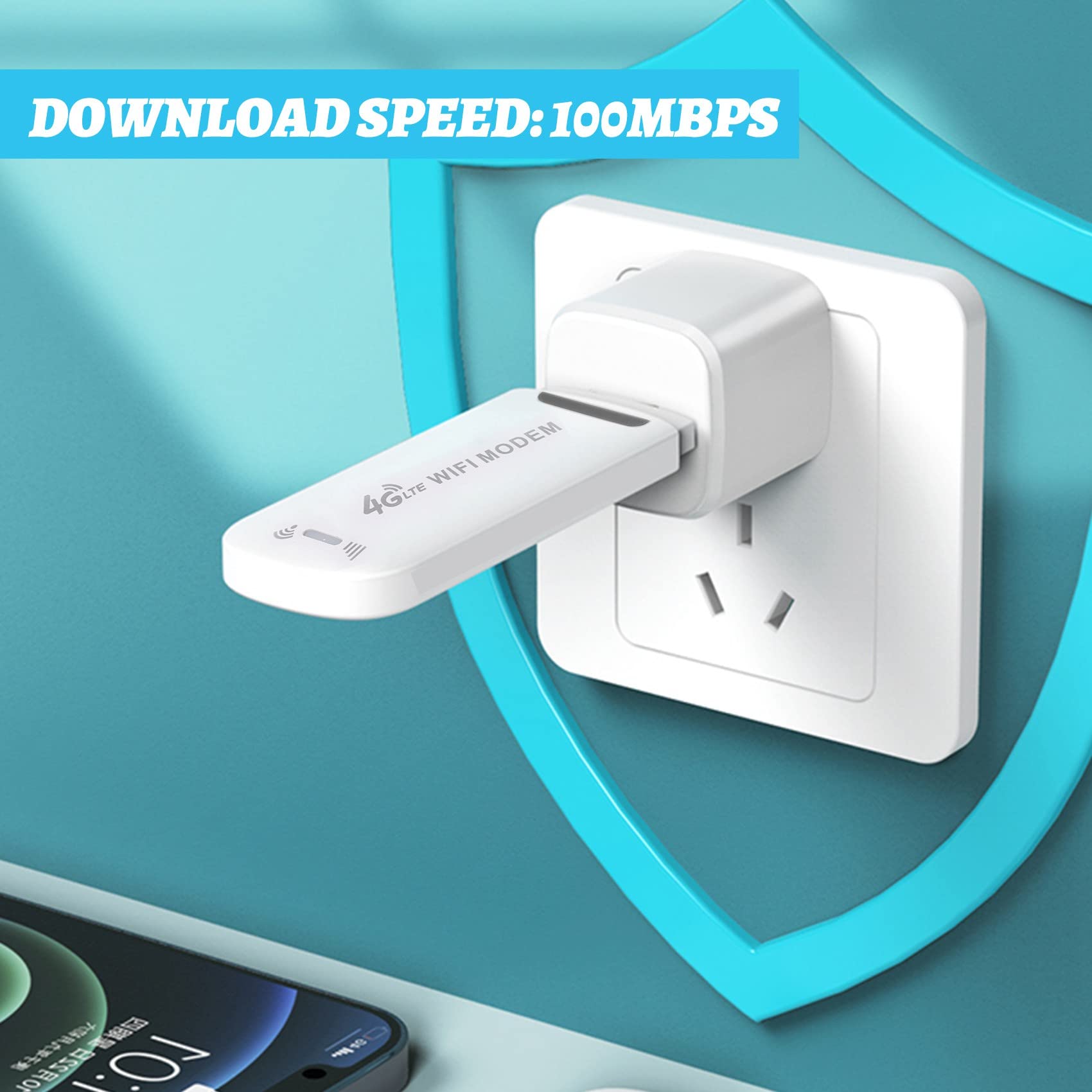 Adaptador de Red Módem USB 4G LTE con Tarjeta SIM WiFi Hotspot Router 4G para Win XP Vista 7/10 10.4