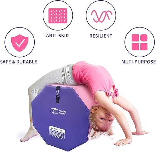 Miniatura 3 de Kangaroo Hoppers Colchoneta octagonal de gimnasia de 24 x 26 pulgadas  20 x 24 pulgadas con asas de transporte, entrenador de flexión trasera