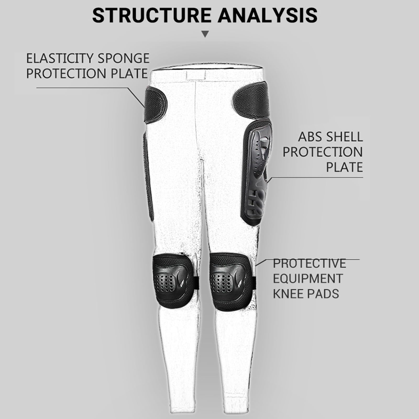 ARMAAN Pantalon de Moto pour Adulte et Jeune Protection antichute pour Moto Hanches Cuisses Genoux équipement de Protection pour Le Cyclisme Le VTT et Les Courses de Motocross en Plein air,Black-3XL