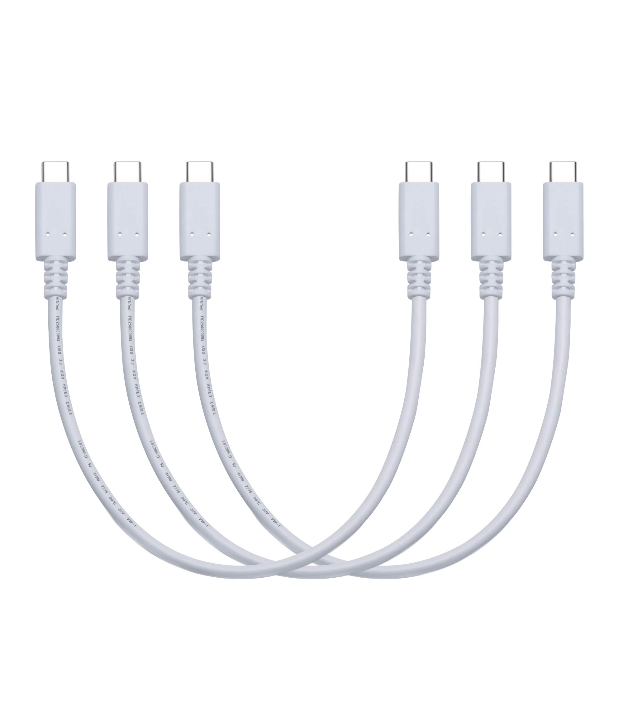 JAVEX[1FT, 3Pack [USB-IF Certified, E-Mark IC] USB Type-C to C Cable, Safety UL Listed, White