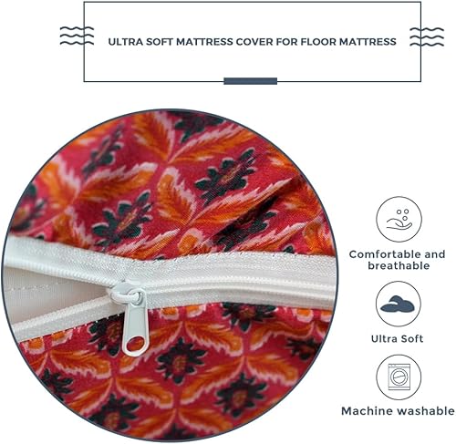 Vista 13 de MAXYOYO Funda de colchón para colchón de futón tradicional japonés, con cremallera, súper suave y lavable a máquina, estrella, tamaño matrimonial