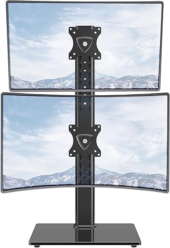 MOUNTUP Soporte vertical para monitor doble, apila dos pantallas de hasta 32 pulgadas, 33 libras, soporte de escritorio para monitor independiente,
