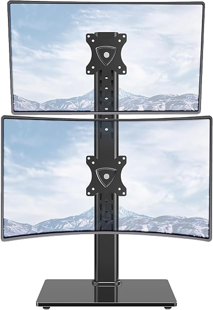 Amazon.com: MOUNTUP Vertical Dual Monitor Stand, Stack Two Screens up ...