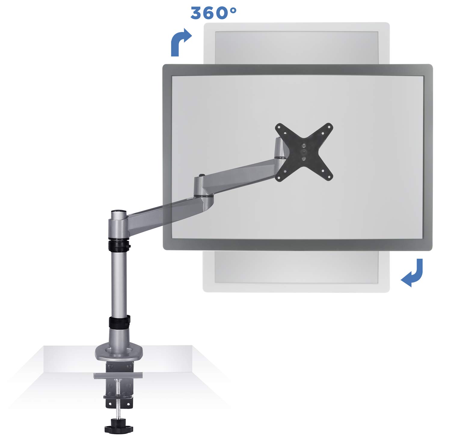 Audizio CMA10G Monitor Mount 1 Monitor With Laptop Arm, Monitor Stand Height Adjustable, Monitor Stand, Swivel Arm, 13-32 Inch Screens, VESA 100 X 100 & 75 X 75, Cable Management, 360° Rotation