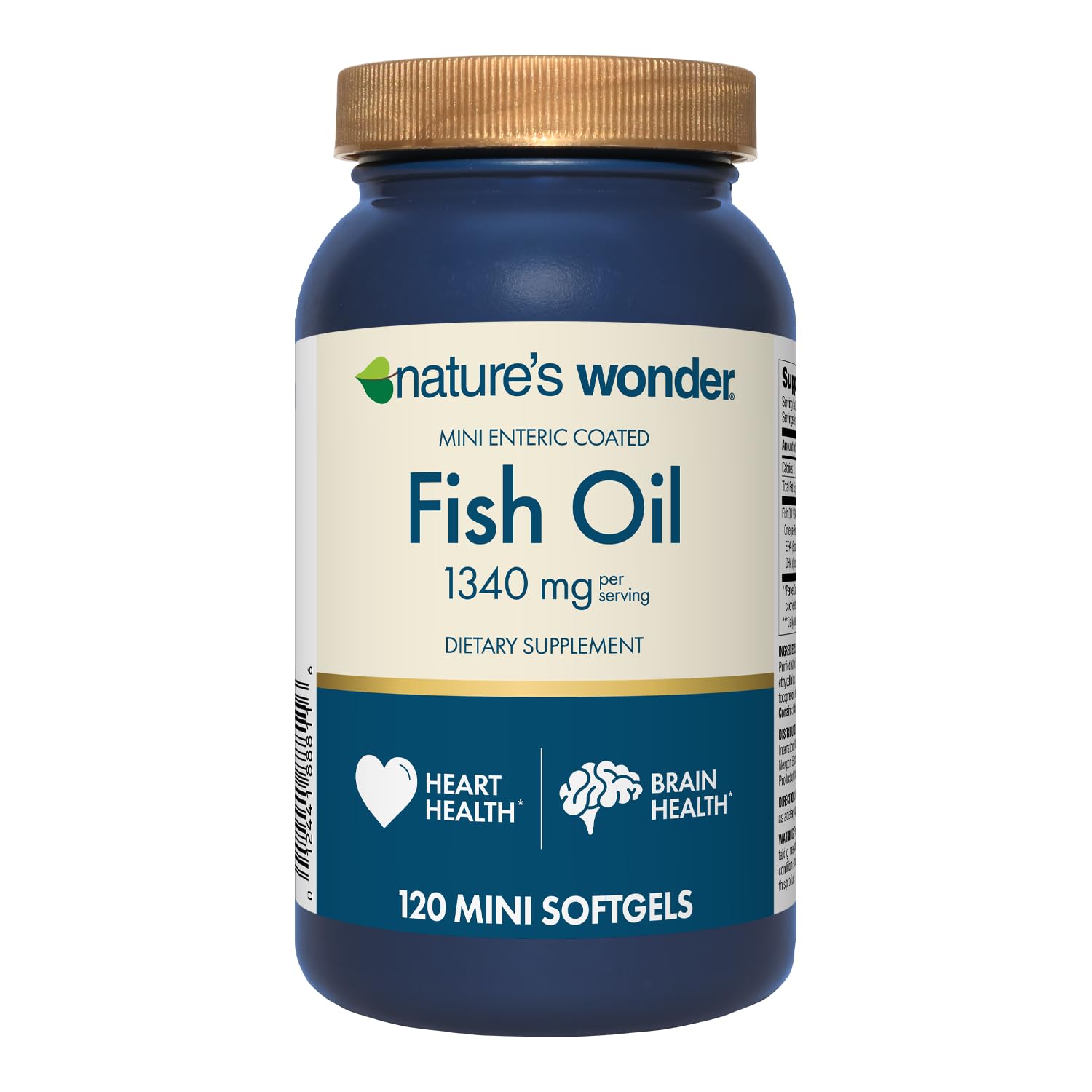 Nature's Wonder Fish Oil Mini Softgels 120 Count, Less Fish Burps