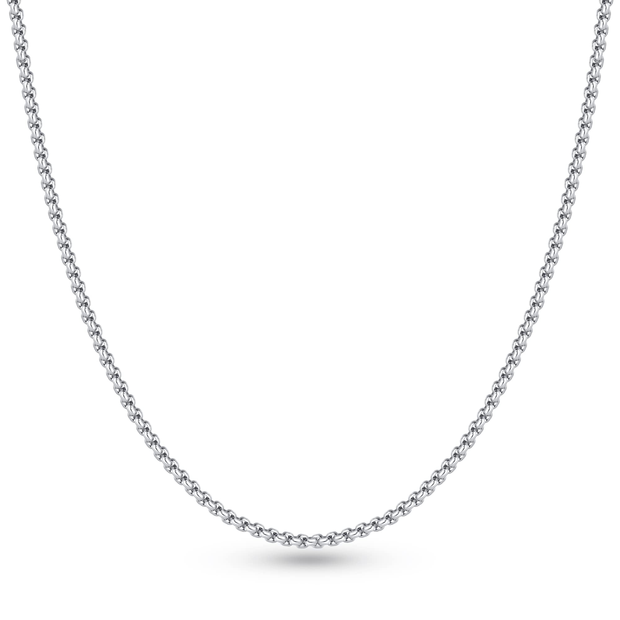 OCHCOH 925 Sterling Silver Clasp 1.3/2/2.5/3mm Gold | Silver Box Chain for Men Women Silver Chain Necklace for Men Women 16, 18, 20, 22, 24, 26, 30 Inch