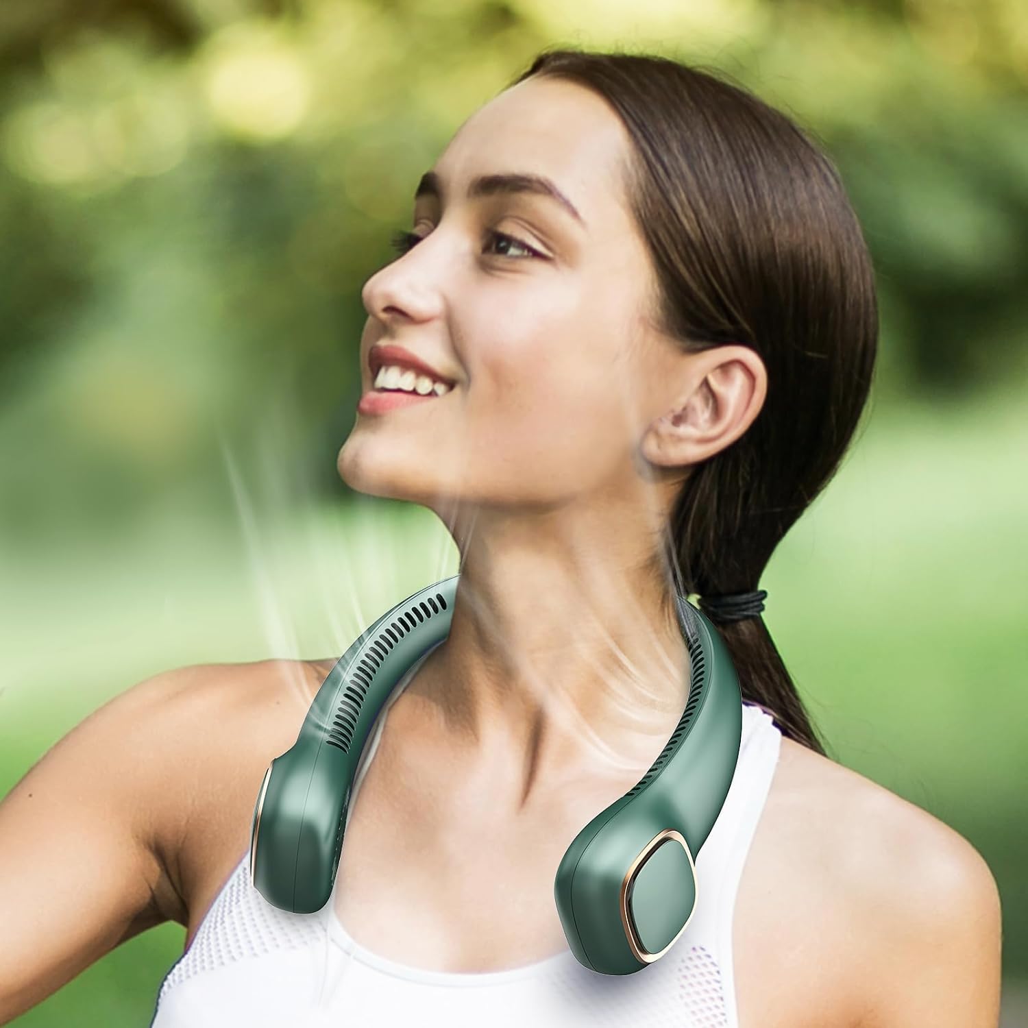 Dancial Ventilatore da collo USB,Ventilatore Ricaricabile USB con Batteria da 4000 mAh, Ventilatore Portatile Senza Pale a 3 Velocità per Escursionismo, Ufficio, Viaggi, Esterno