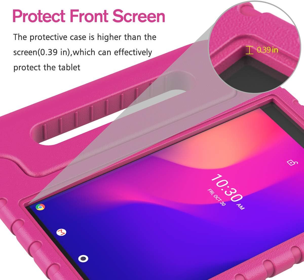 BMOUO Alcatel Joy Tab 2 Case for Kids,Alcatel Joy Tab 2 Case,Shockproof Convertible Handle Stand Kids Case for Metroby t-Mobile Alcatel Joy Tab 2 8 inch 2020 Tablet (Model 9032Z)- Rose