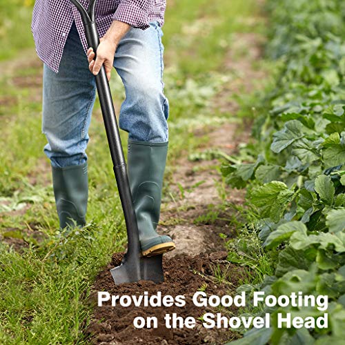 Finether Gardening Spade Shovel Narrow Spade with Tapered Head and D-Handle, Heavy Duty Gardening Shovel with Anti-Slip Gloves Ideal for Digging, Transplanting, Root Slaying