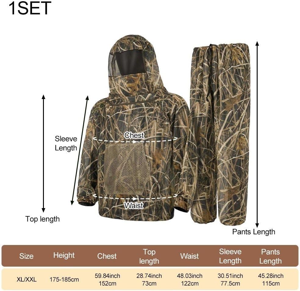Mosquito Net Suit Camo Hunting Mesh Suit Bug Net Clothing with Hood for Outdoor Protection Garden Camping